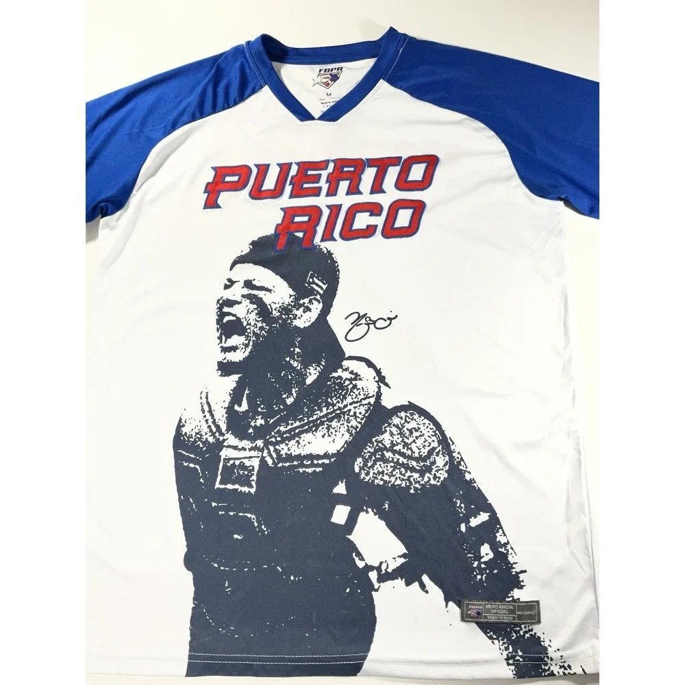 Yadier Molina Puerto Rico FBPR Baseball Shirt V-Neck El Marciano #4 Men's Medium